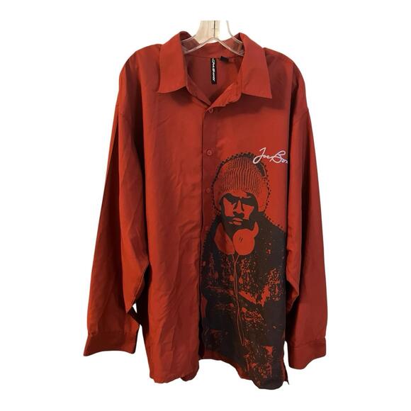 VTG Joe Boxer Shirt Mens XL Maroon Long Sleeve‎ Music Man Graphic Hip Hop - Picture 1 of 8